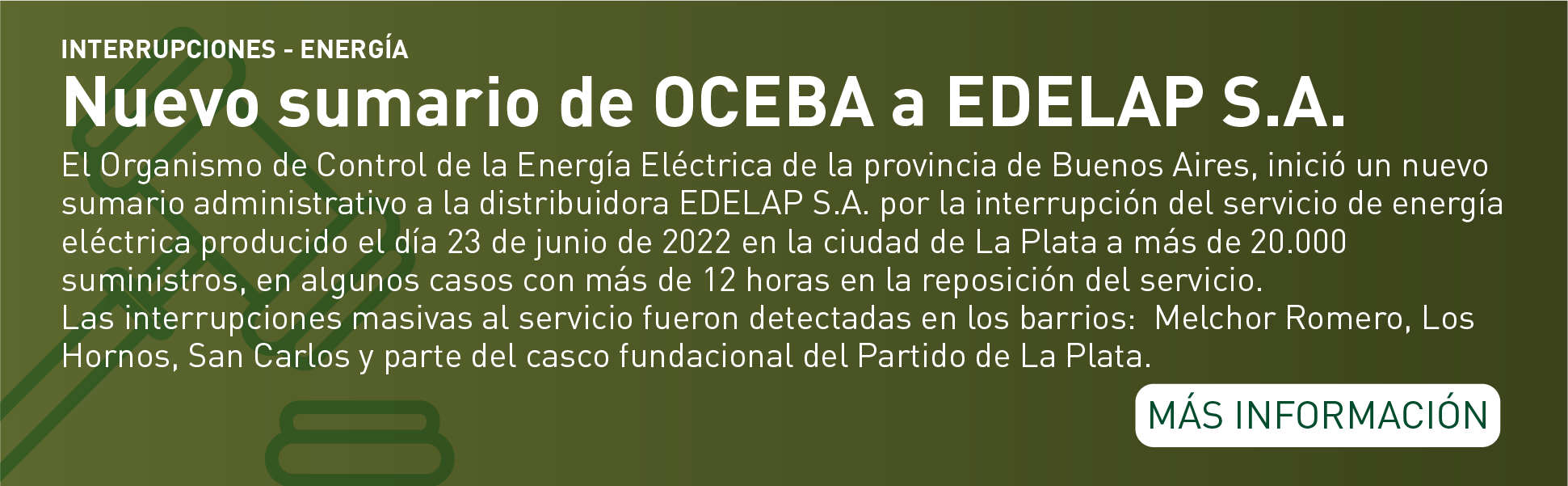 Nuevo sumario de OCEBA a EDELAP S.A.
