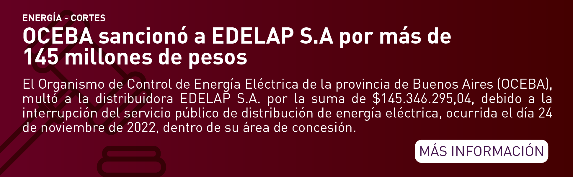 OCEBA sancionó a EDELAP S.A por más de 145 millones de pesos
