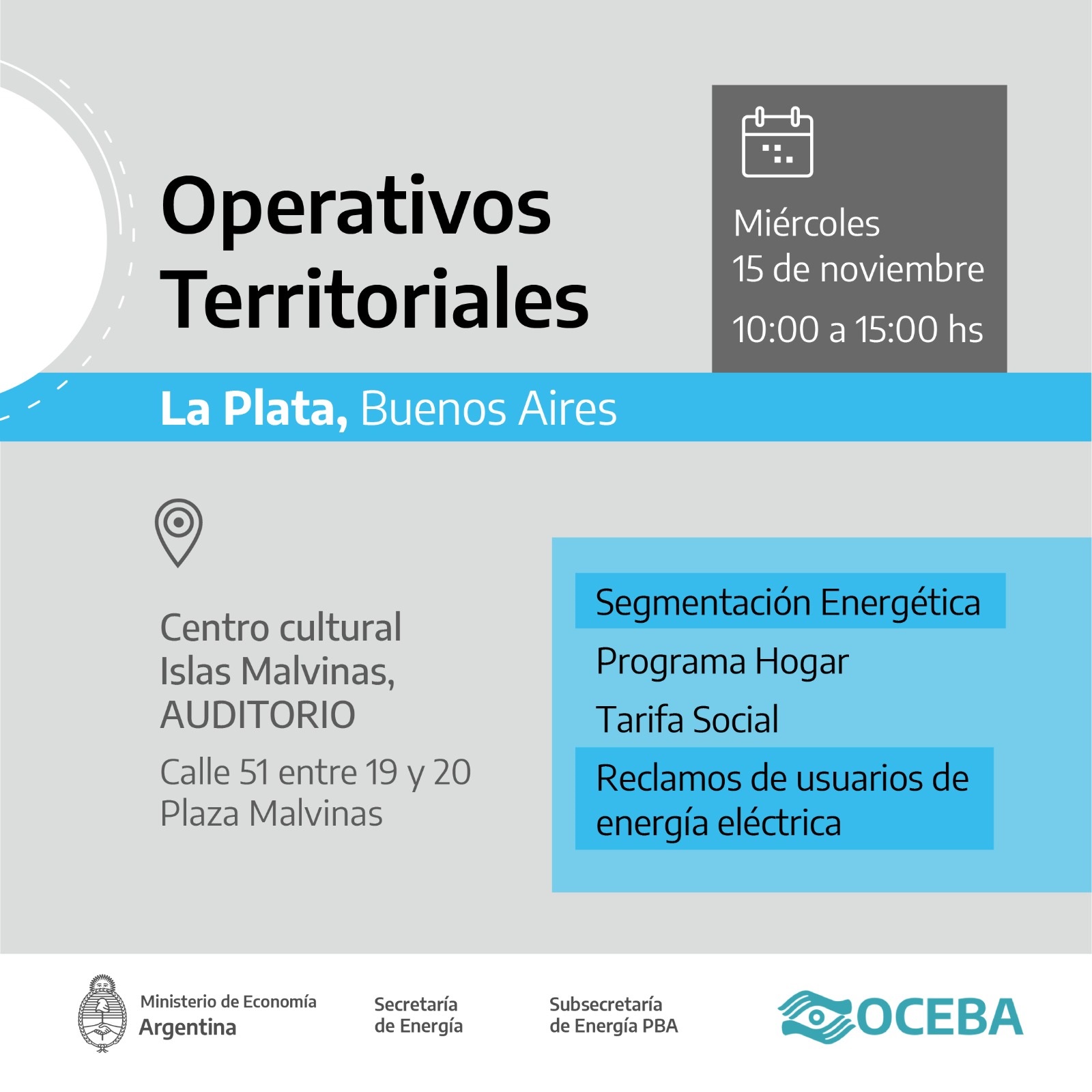 OCEBA organiza un nuevo operativo territorial en La Plata